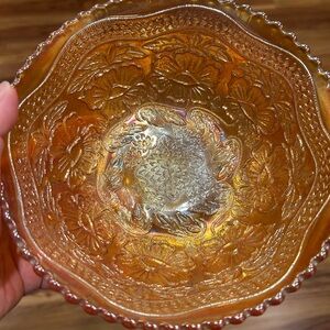 Carnival Glass Floral Embossed  Candy dish